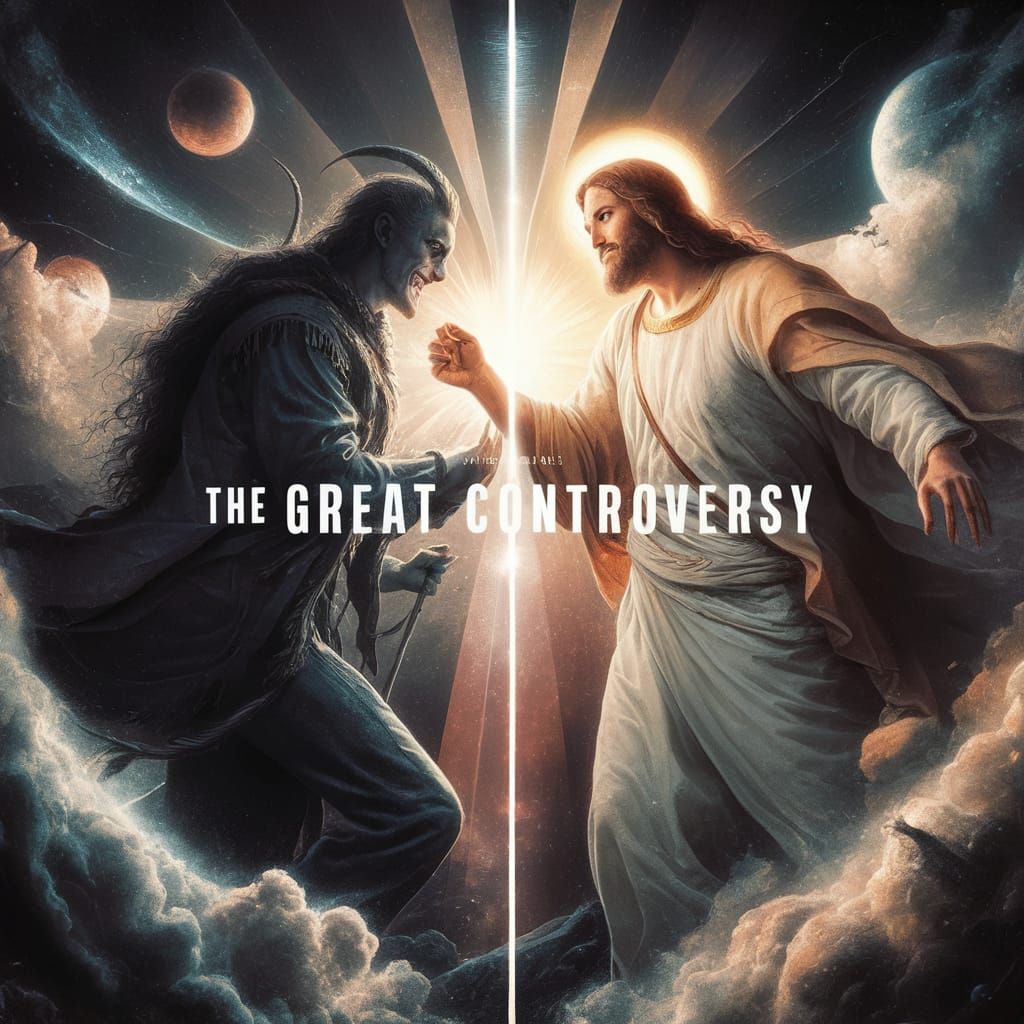 Cosmic Battle: Jesus Christ vs. Satan Illustration