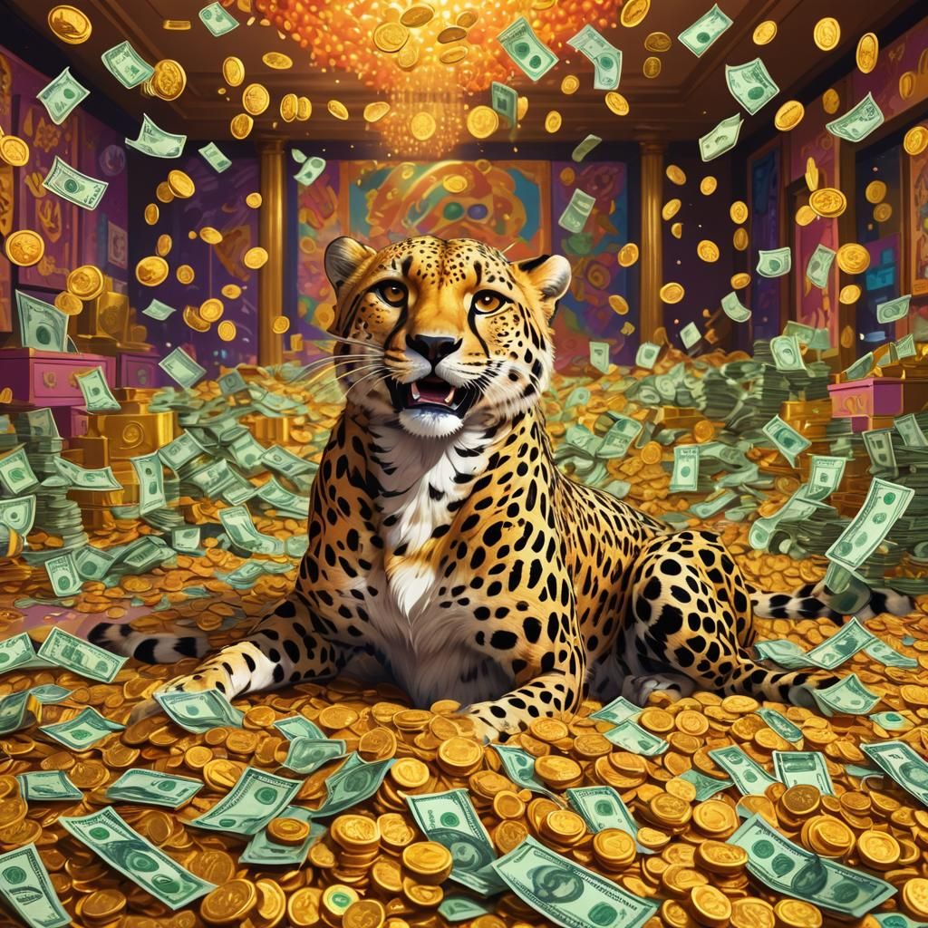 Cheetos Cheetah Surrounded by Gold in Pop Art Style