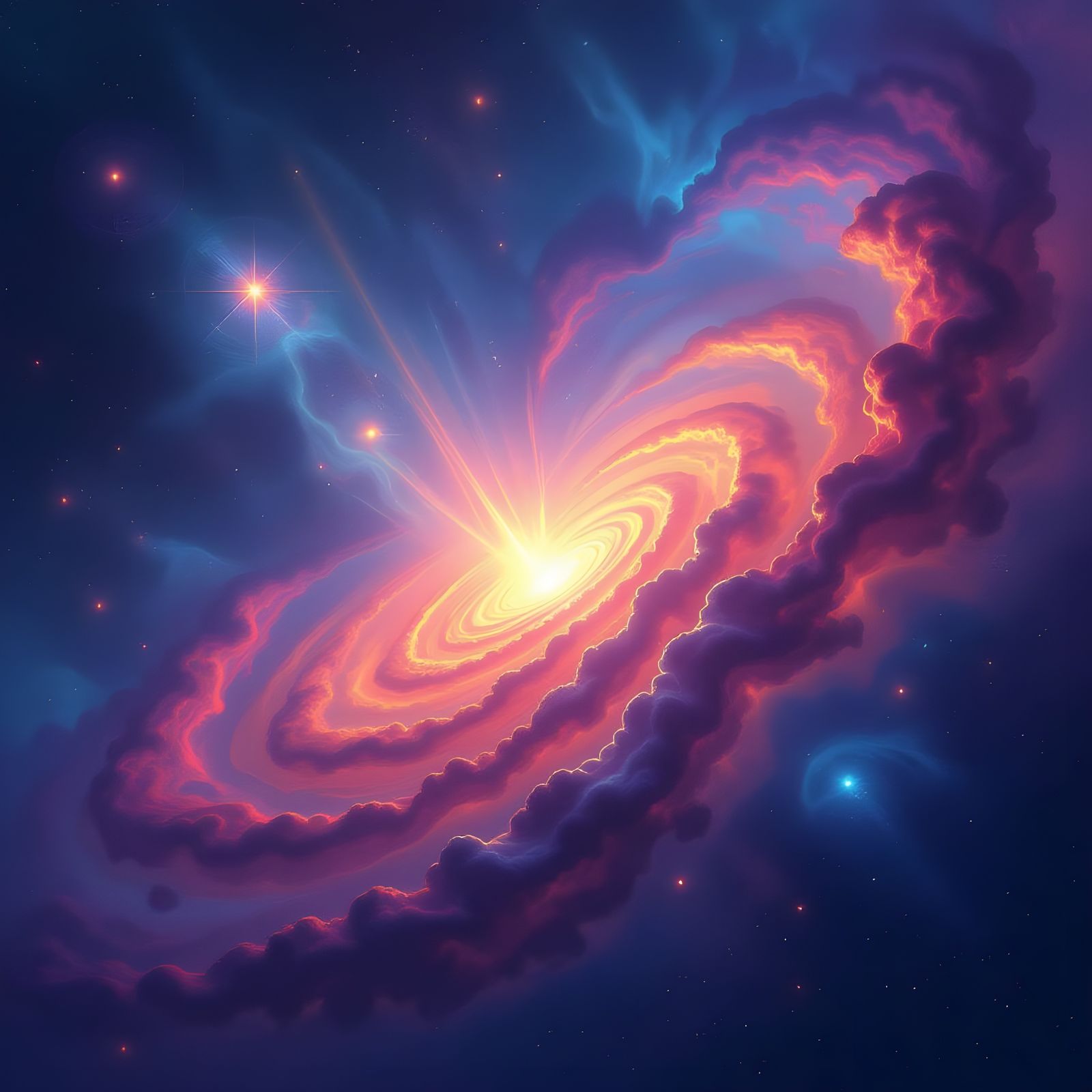 Psychedelic Nebula with Glowing Starlight