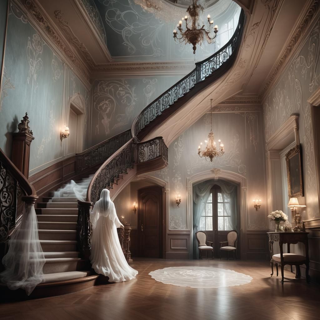 Ethereal Ghost in Whimsical Victorian Fantasy Art