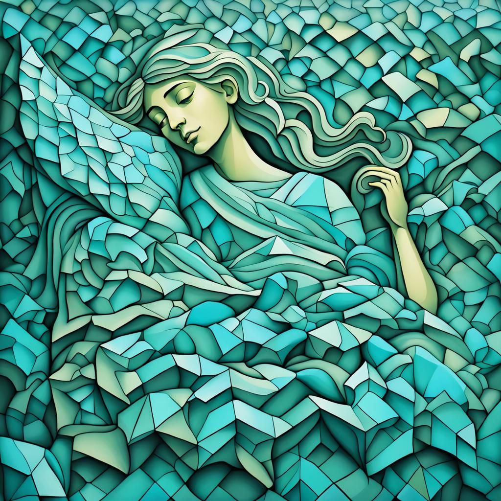 Sleeping Fairy in Tessellation Art Style
