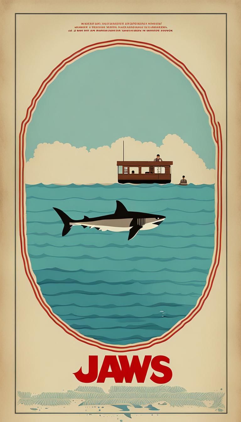 Jaws Reimagined: A Wes Anderson Film Poster