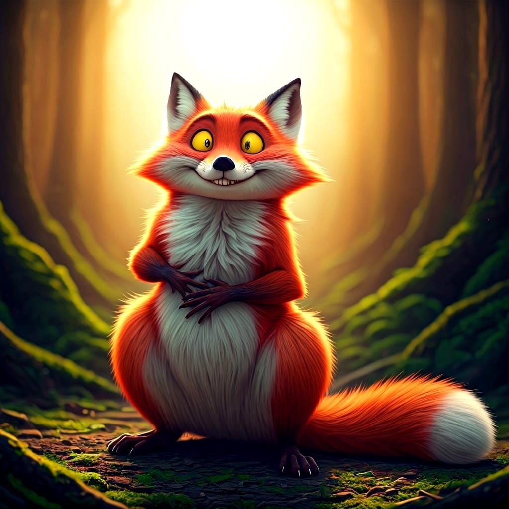 Squirrel Riding Fox: 3D Digital Art