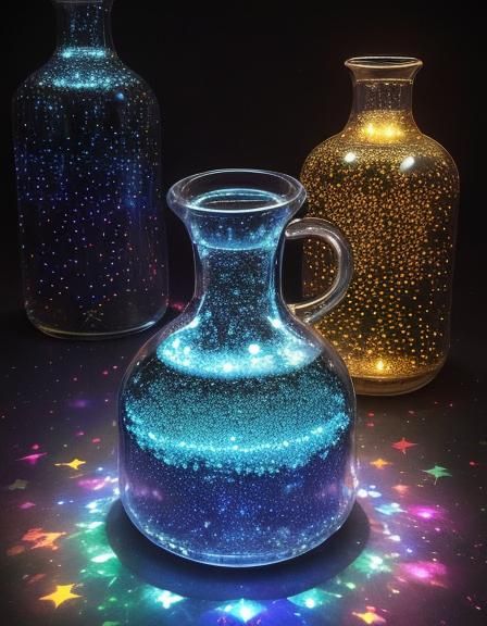 Euphoric Bottles Still Life in Technicolor Style