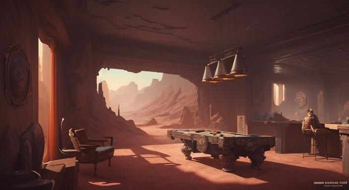 Martian Billiards: A Seedy View in Detailed Matte Painting