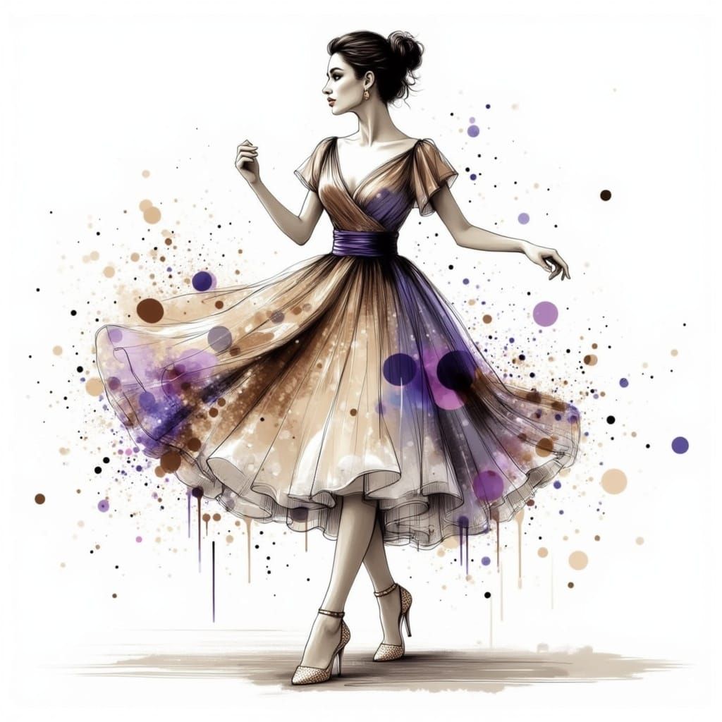 Ballerina in Flowing Dress Capturing Dynamic Movement