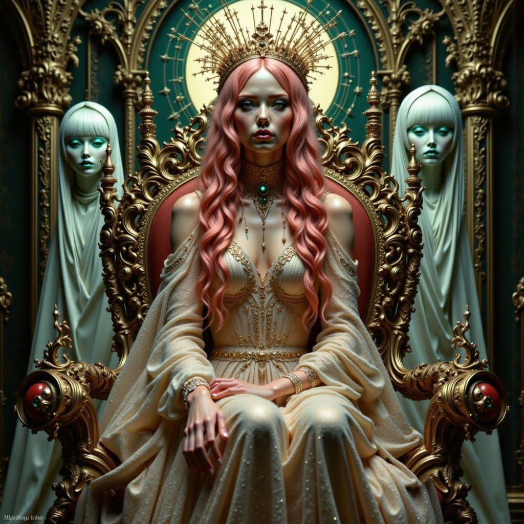 Celestial Empress Portrait in Art Nouveau Style