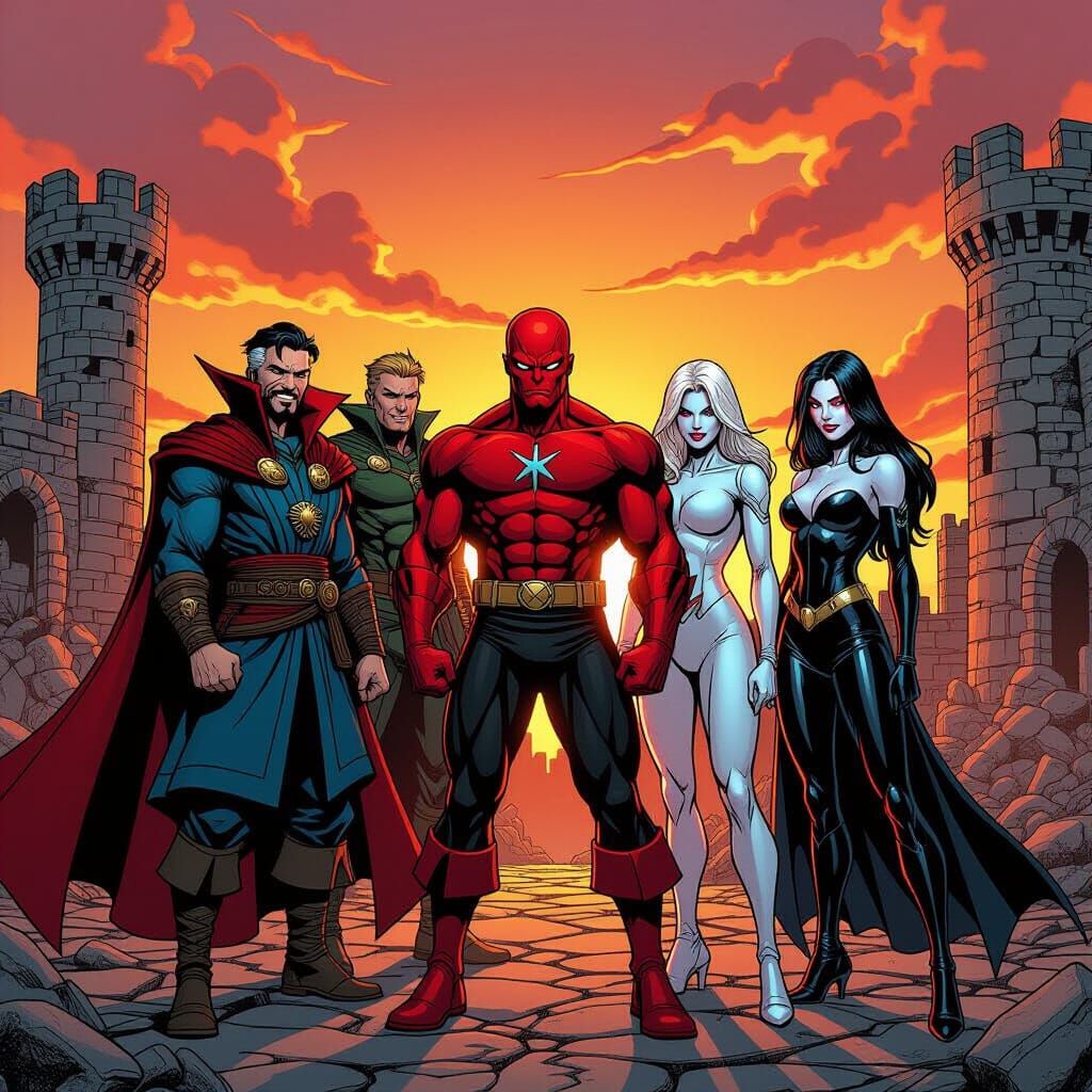 Marvel Heroes in Comic Book Art Style