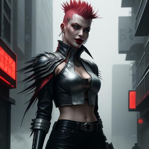 Cyberpunk Samurai with Glowing Runes in Hibiya Street