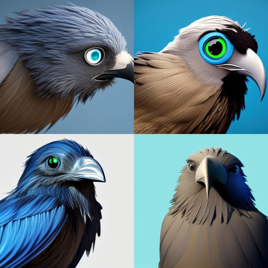 Blue-Eyed Raven in Pixar-Style 3D Rendering