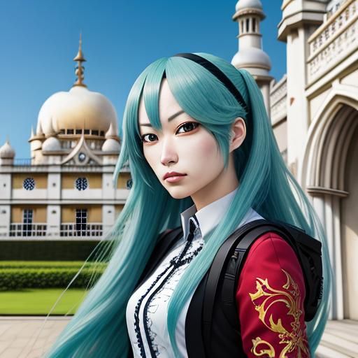 Anime Portrait at Royal Pavilion in Hyperreal Style