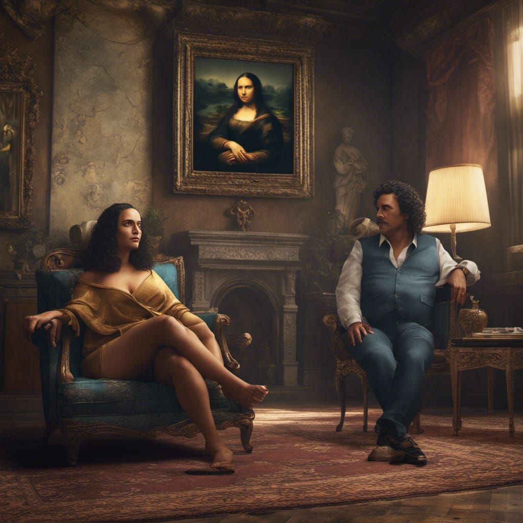 Mona Lisa and Pablo Escobar: Detailed Matte Painting