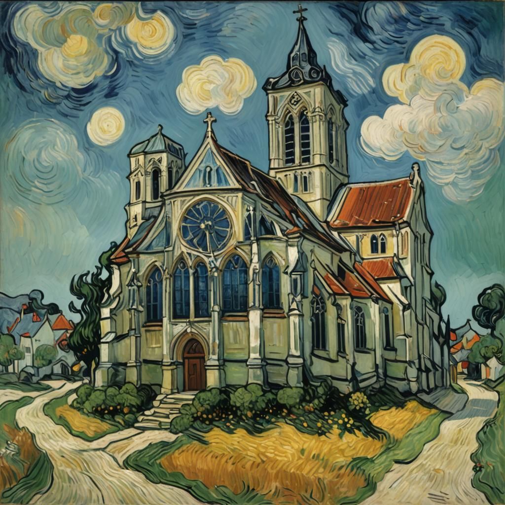 The Church at Auvers, 1890, Inspired by Vincent Van Gogh - Joanna P.
