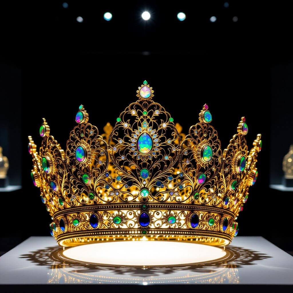 Ornate Peacock Crown in Mughal Style