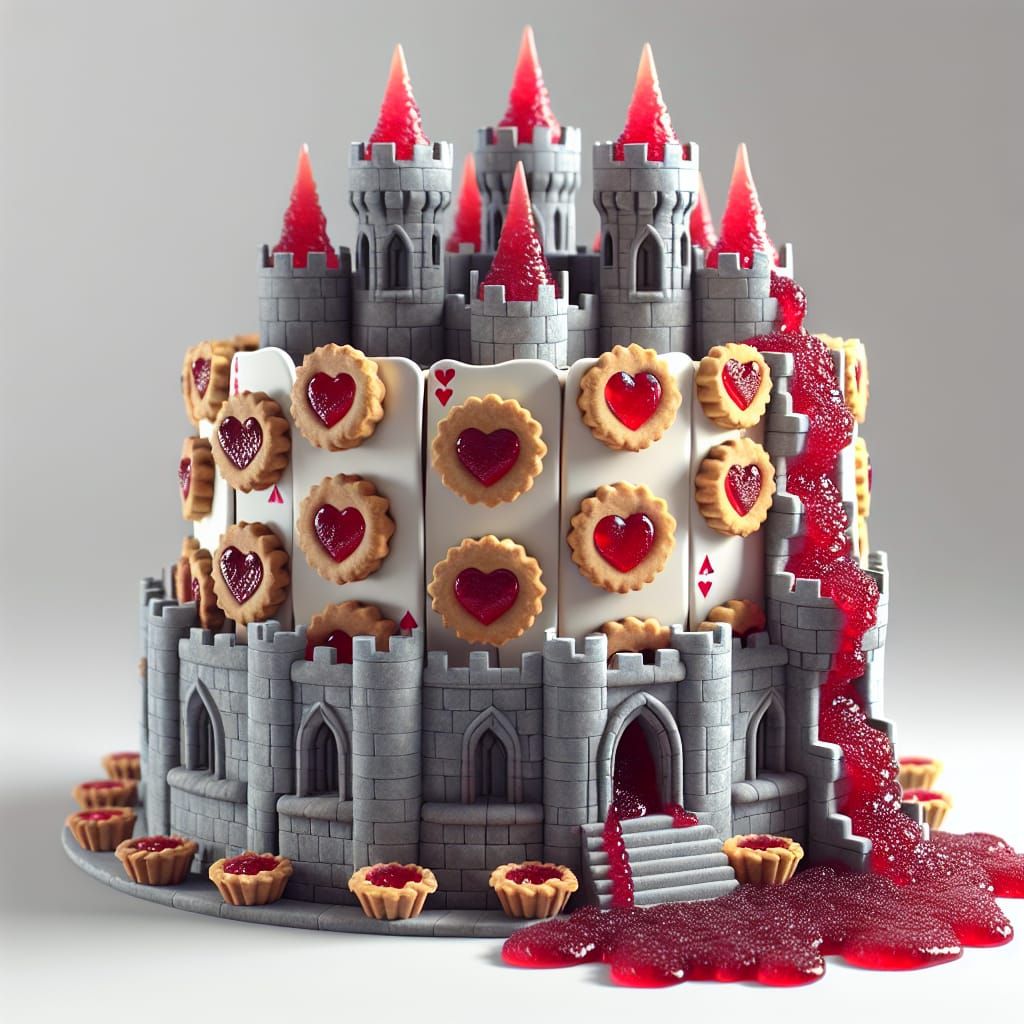 Heart-Shaped Castle Cake with Ruby Jam Tarts