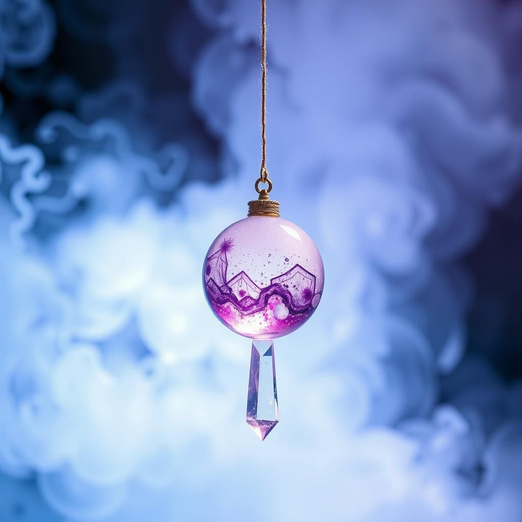 Ethereal Orgonite Pendulum in Dreamy Abstract Setting