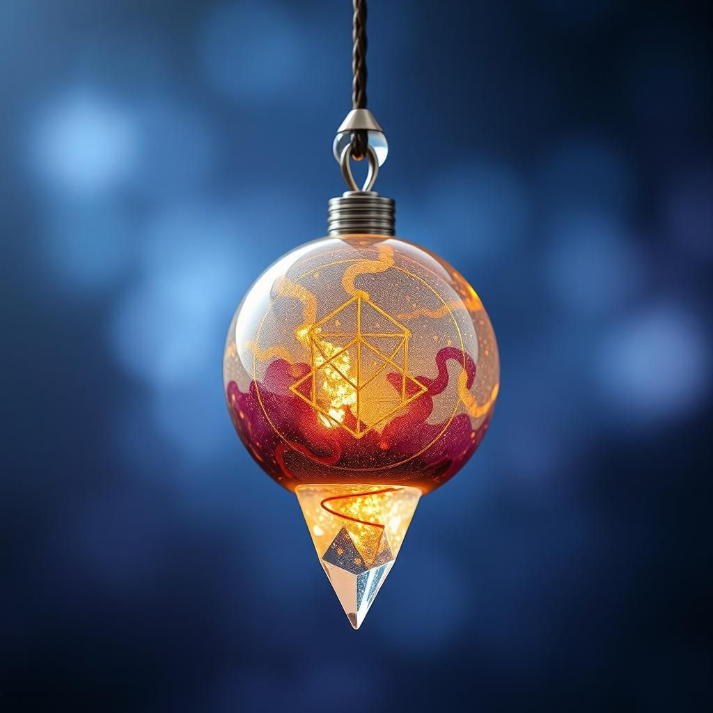 Crystal Orgonite Pendulum with Sacred Geometry