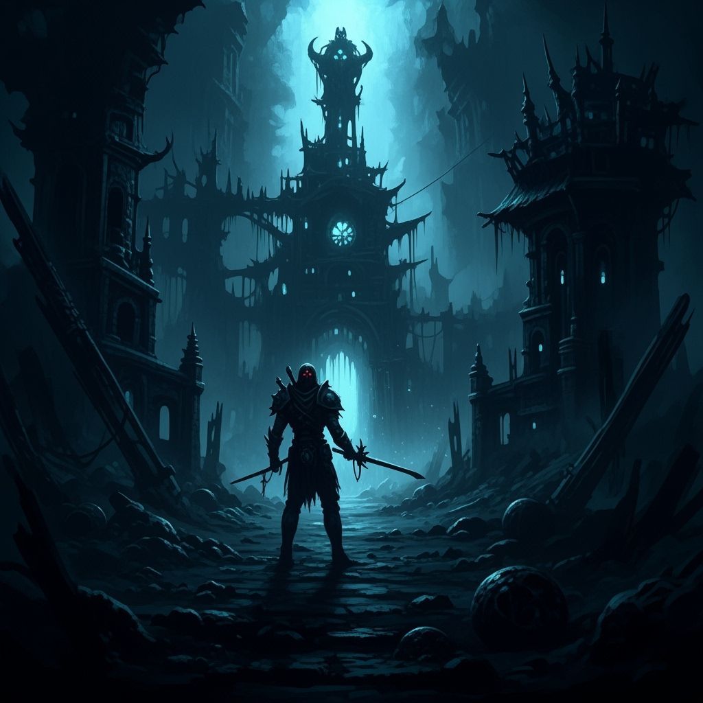 Grimdark Scene in Blue Tones