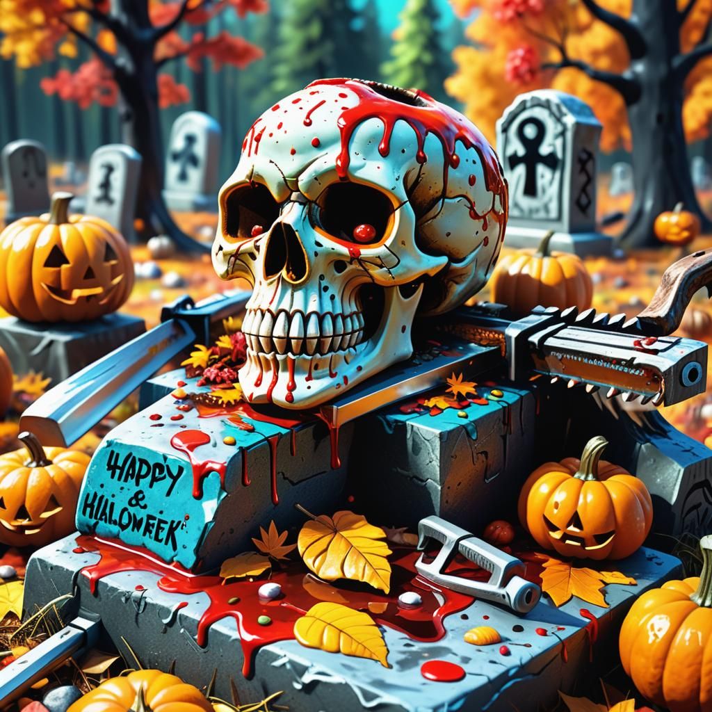 Halloween Forest Scene in Candy Art Style