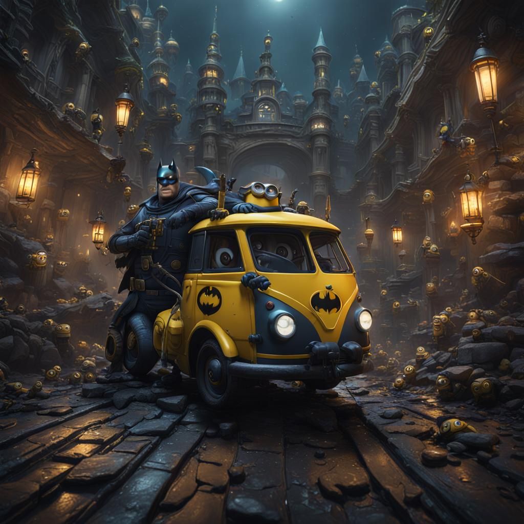 Minion Batman: Detailed Matte Painting