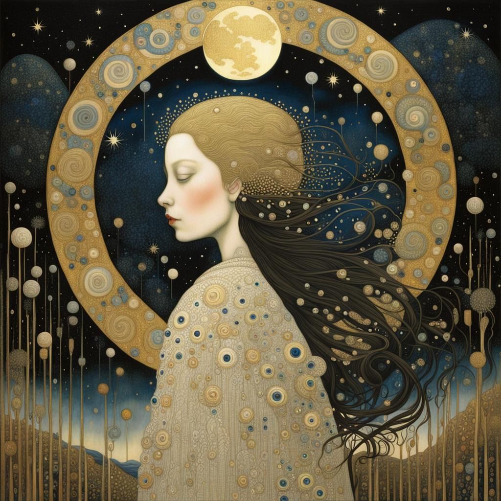Daughter of the Moon, Art Nouveau Portrait