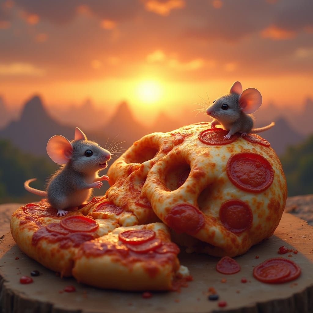 Skull Pizza with Mouse Feast at Sunrise