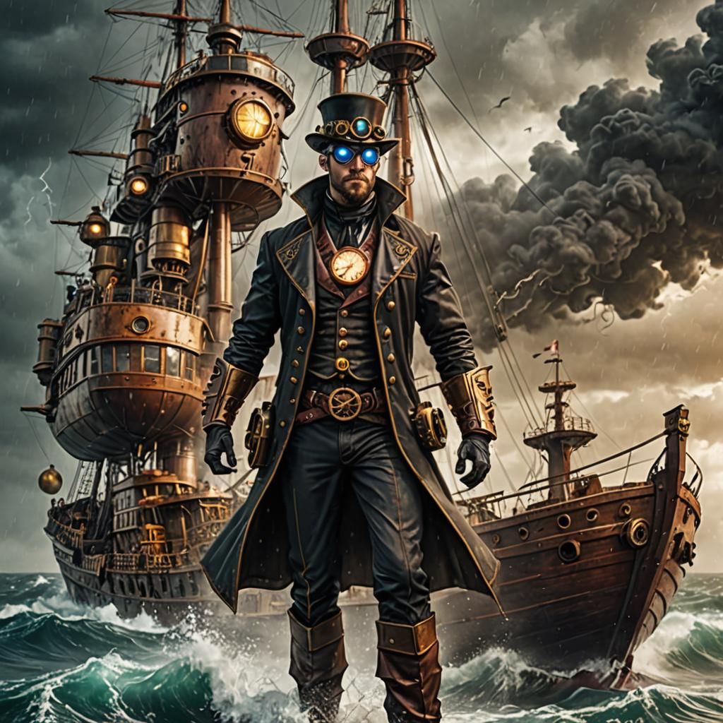 Steampunk Superhero Survives Shipwreck in Sea Storm