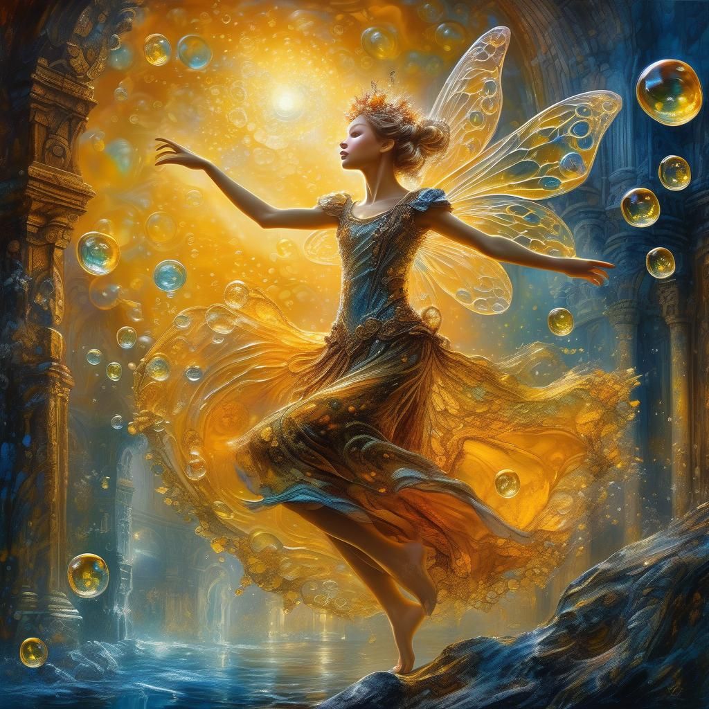 Fairy in Amber: A Fantastical Digital Painting