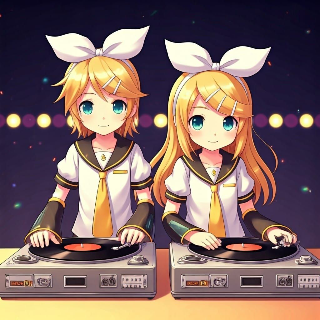 Kagamine Twins Party in Vibrant Neon Club