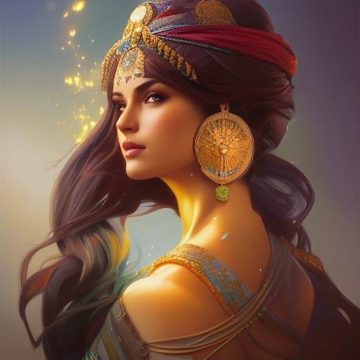 Hyperdetailed Portrait of an Arabian Queen