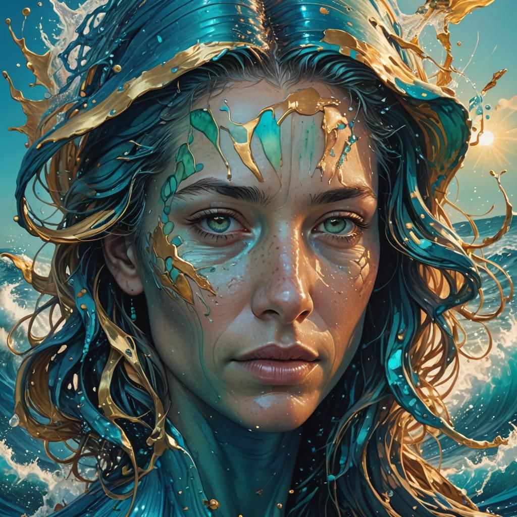 Blue Whale Splashing in Turquoise Ocean: Concept Art