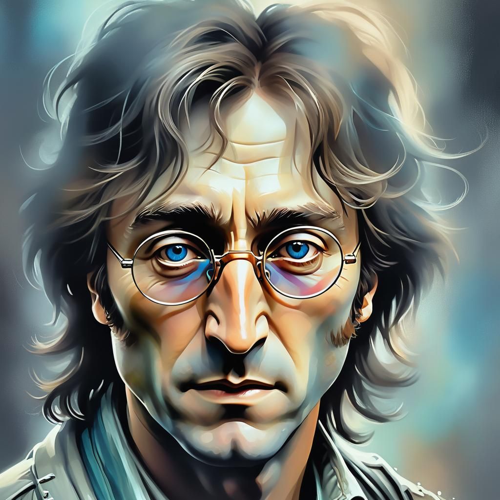 John Lennon Portrait in Soft Pastels, Royo Style