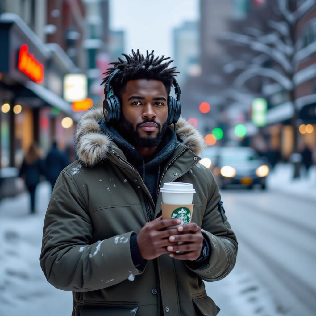 Calgary Man with Starbucks, Basquiat-Richter-Wiley Style