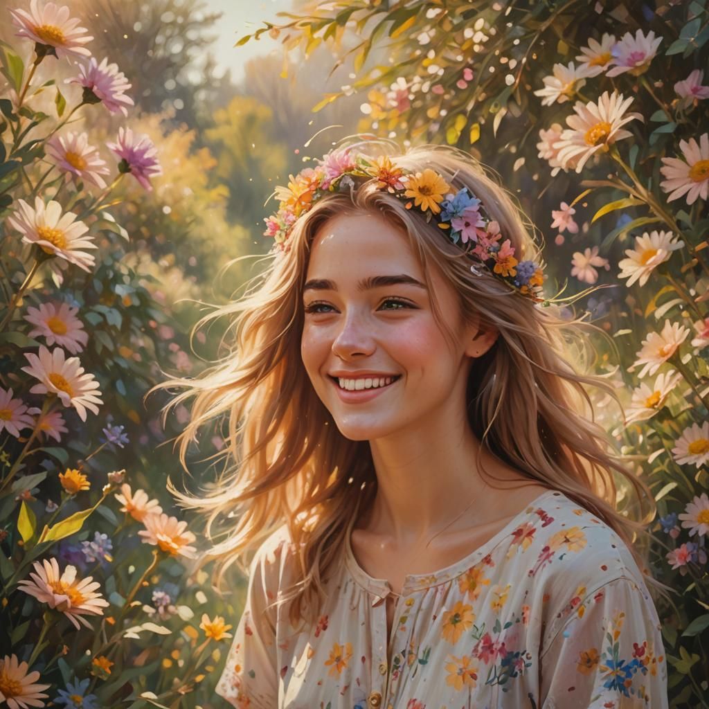 Impressionist Teen Girl Portrait in Pastel Colors