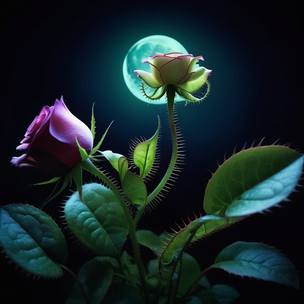 Gothic Hybrid Blooms in Moonlit Dark Academia