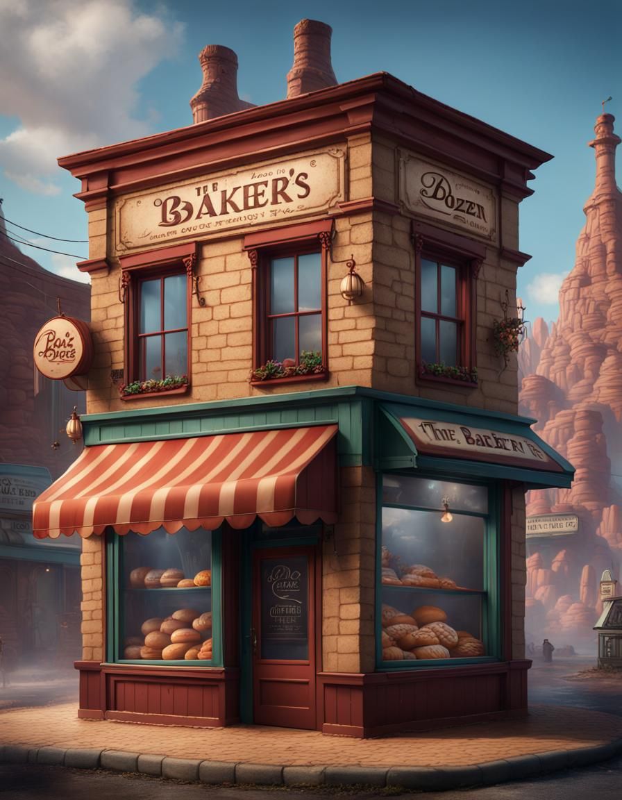 Bakery Concept Art in Detailed Matte Painting Style