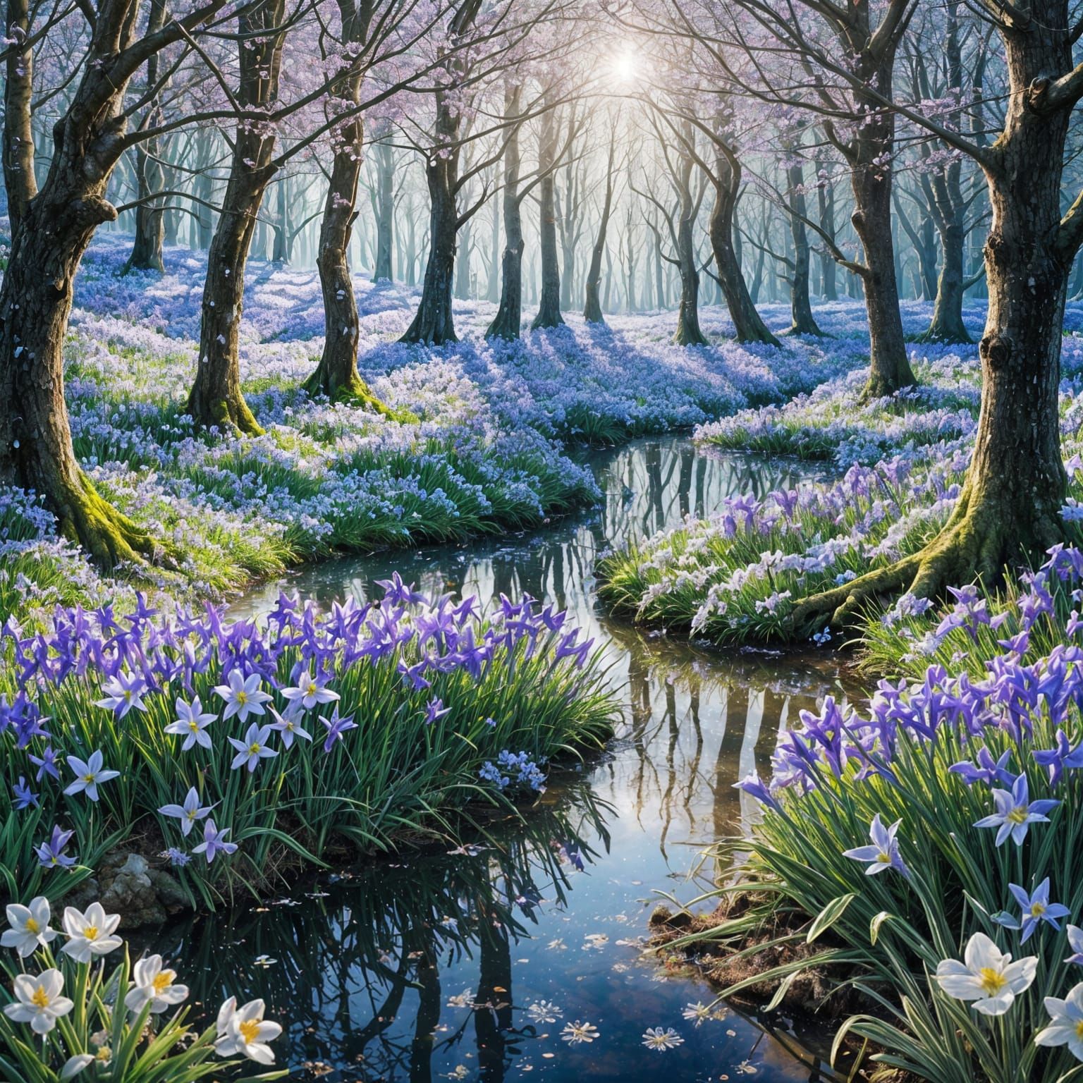 Enchanted Winter Woodland with Spring Flowers