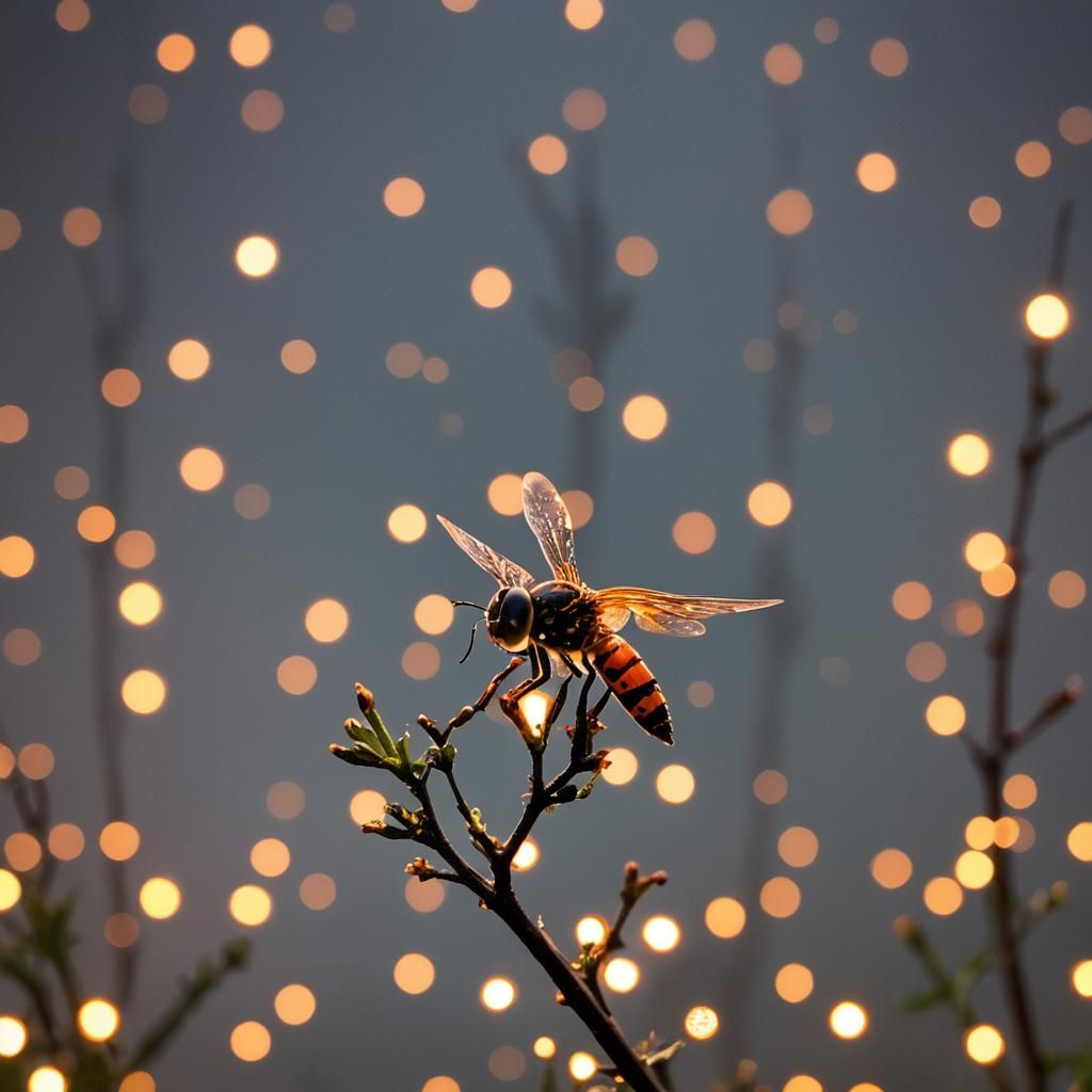Close-Up Firefly Photograph with Bokeh Effect