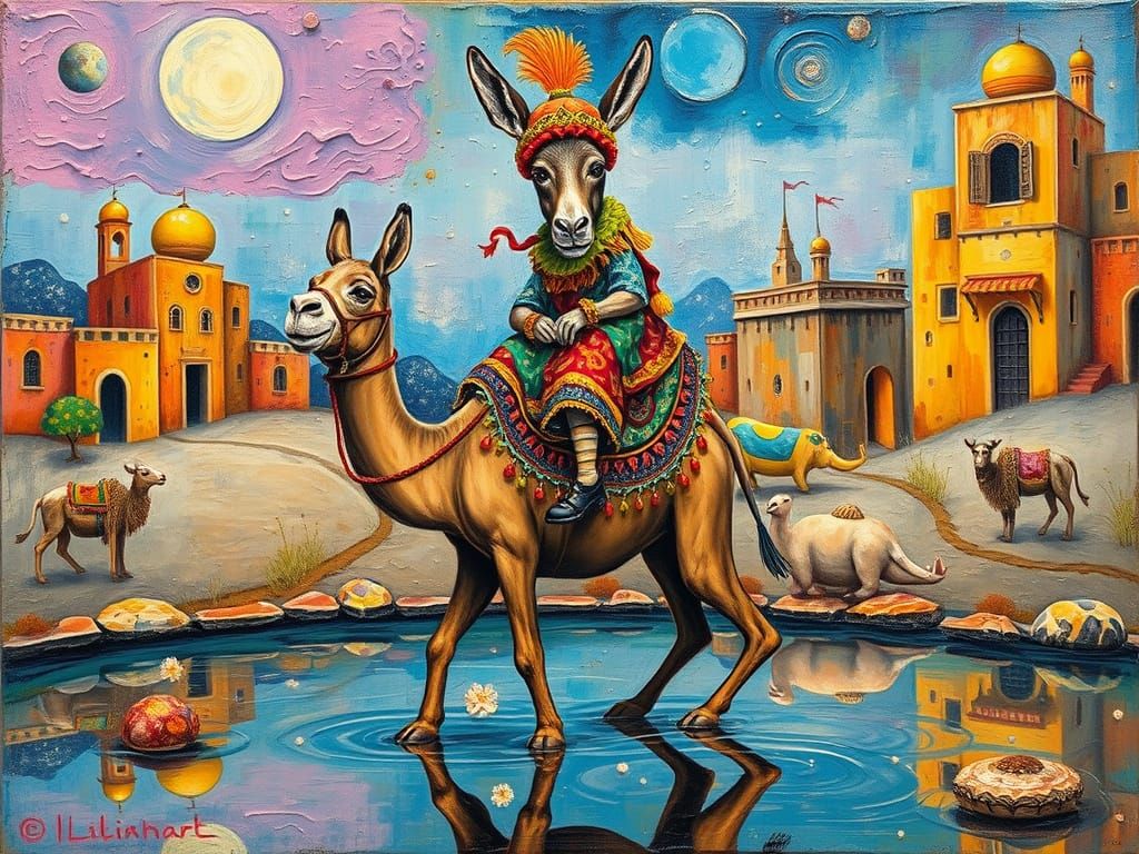 🥉donkey riding a camel