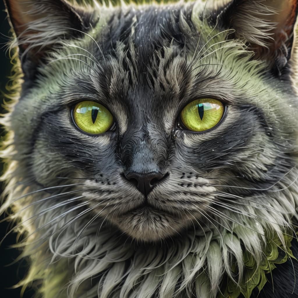 Fantasy Black Cat with Glowing Eyes, Concept Art