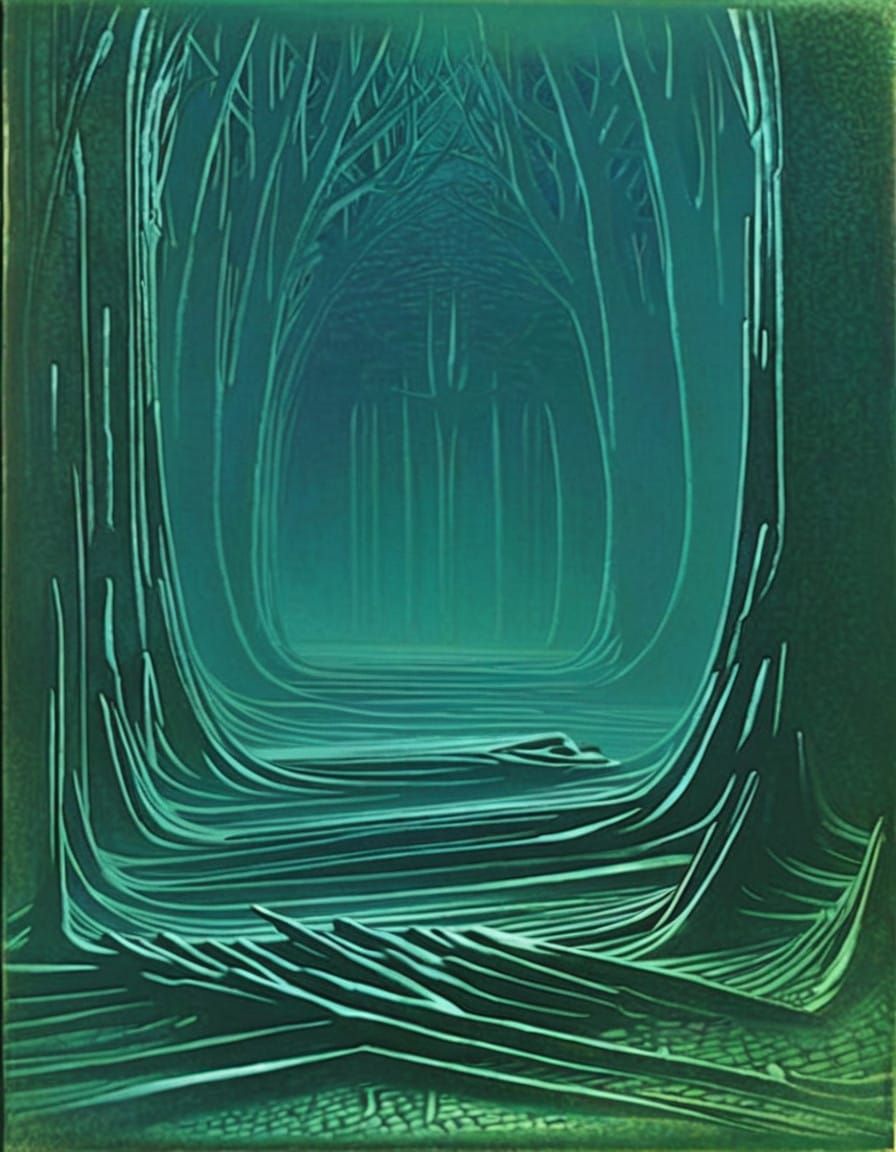 Surreal Forest Landscape in Dark Fantasy Style