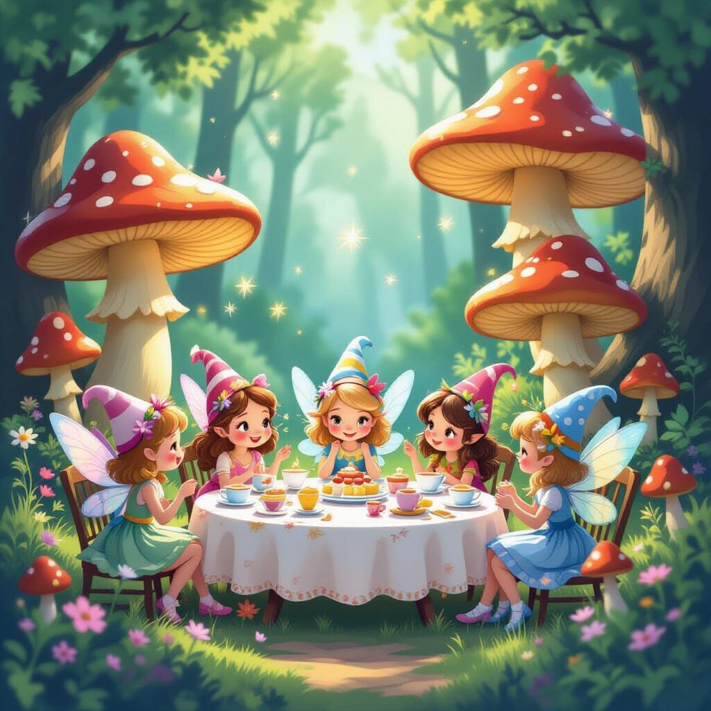 Enchanted Fairy Tea Party in Mushroom Forest