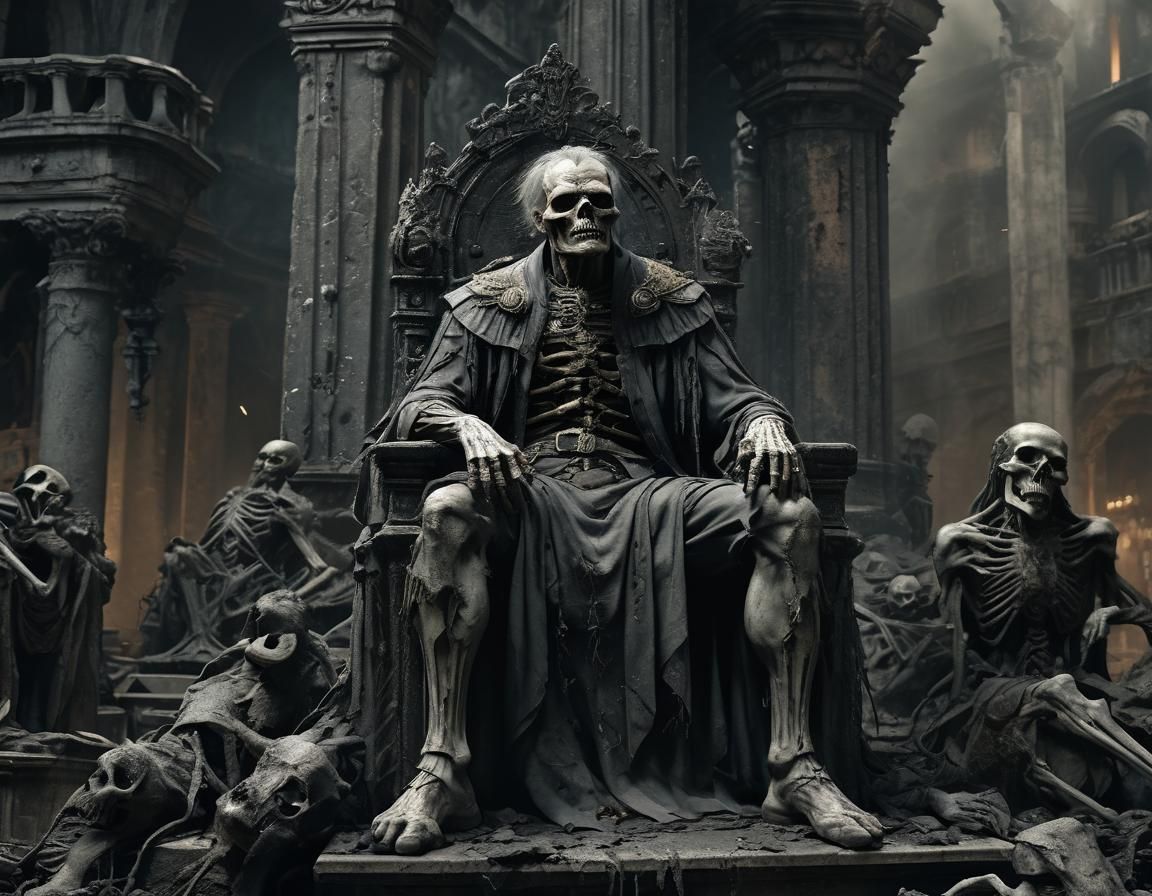 Zombie Dictator on Ruined Throne: Dark Fantasy Horror
