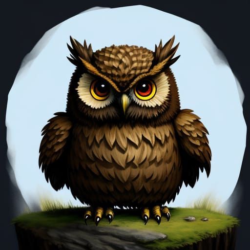 Fierce Mythical Creature with Owl Wings and Bear Body