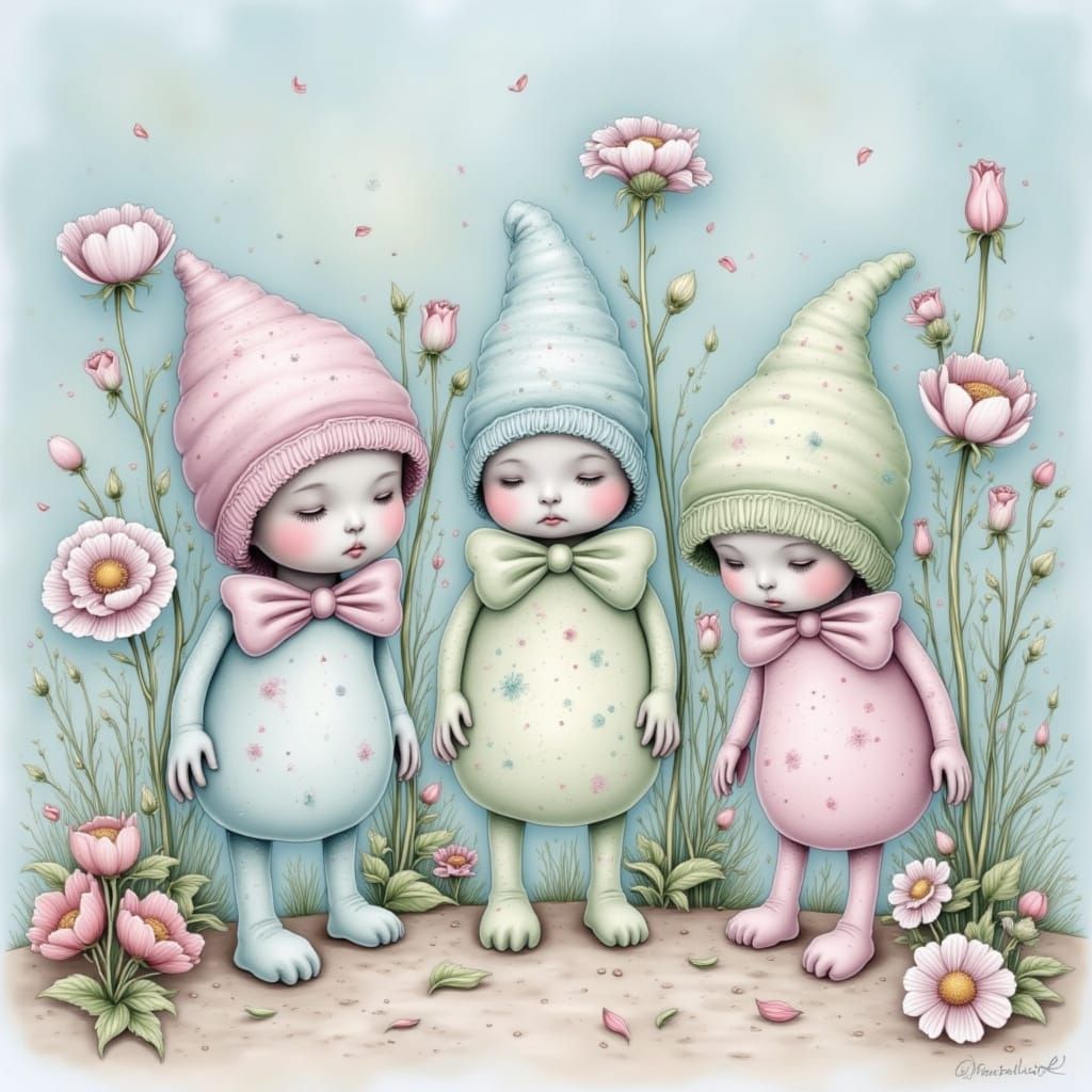 Surreal Pastel Figures with Extra Limbs