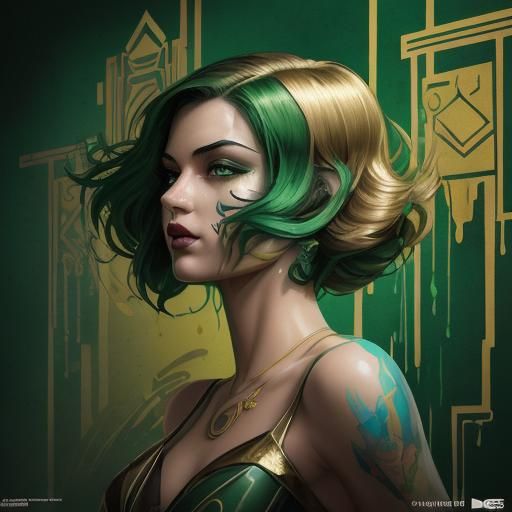 Art Deco Room in Watercolor Splash Art Style