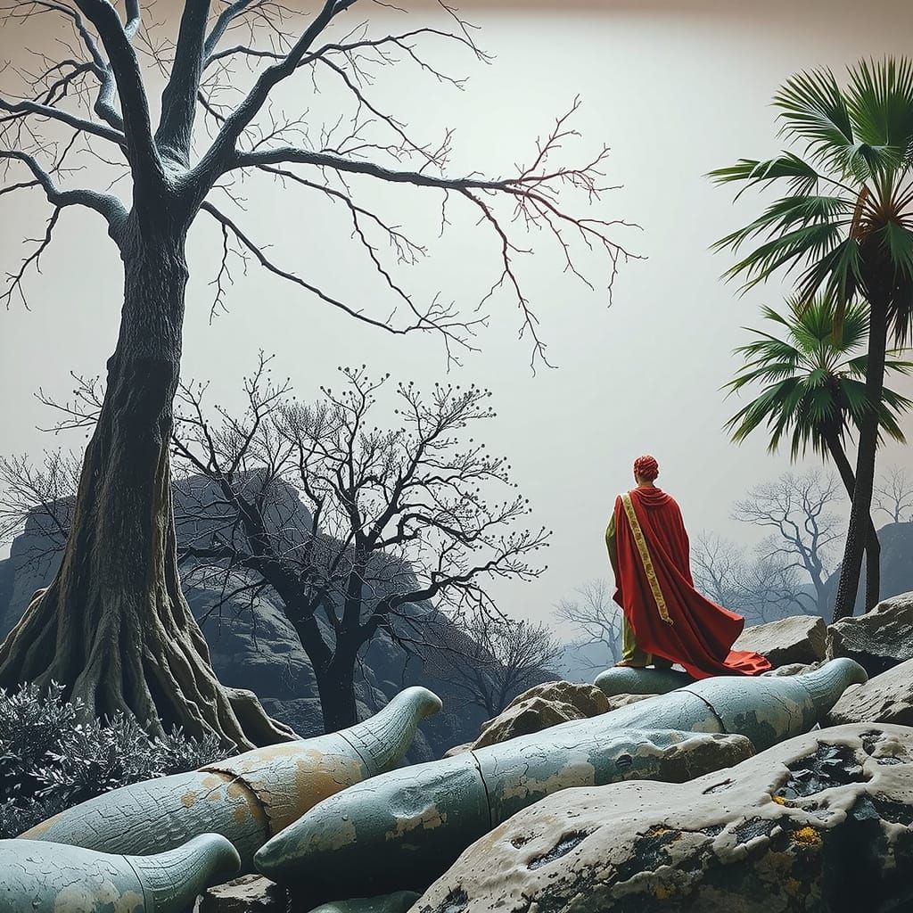 Hyperrealistic Sculpture with Intense Dynamic Lighting