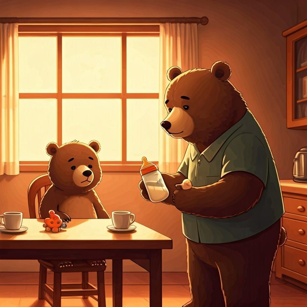 Cozy Family Moment in Vibrant Anime Style