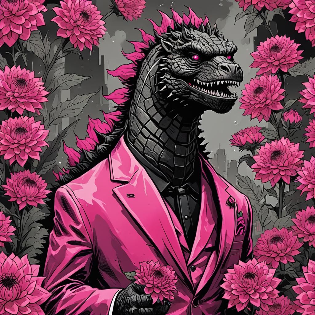 Godzilla in Comic Noir Expressionism Style