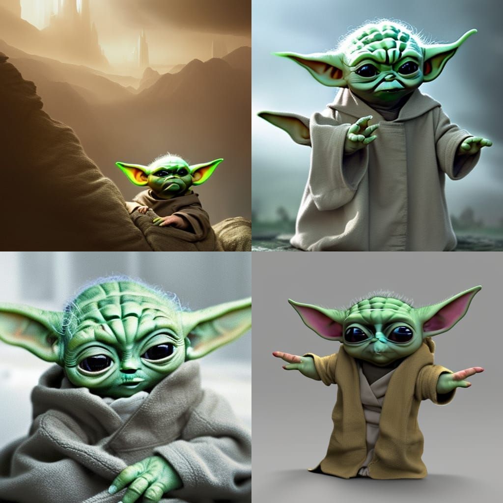 Detailed Digital Painting of Baby Yoda